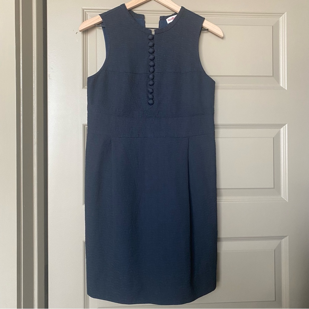 See by Chloe dress, navy blue with button detail and pockets, Size 2